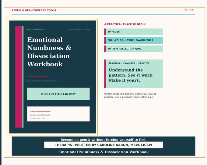 Emotional Numbness Dissociation Workbook | Gentle Grounding Reconnection (Printable PDF)