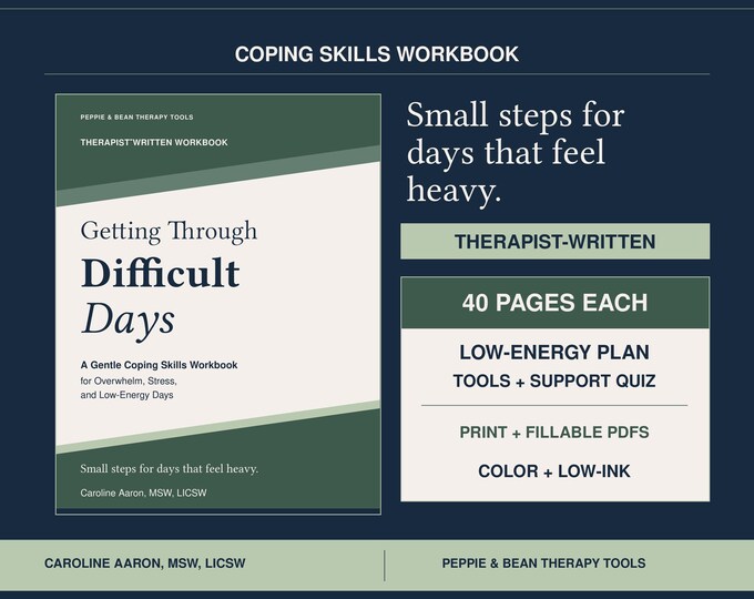 Therapist-Written Coping Skills Workbook: Getting Through Difficult Days, CBT & DBT PDF (Digital Download)