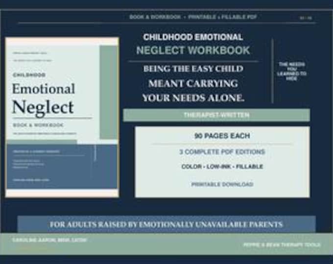 Childhood Emotional Neglect Workbook for Adults, Emotionally Unavailable Parents, Therapist-Written Printable PDF (Digital Download)