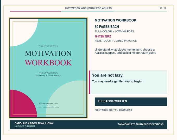 Therapist-Written Motivation Workbook for Adults: Procrastination, Starting Tasks and Follow-Through PDF