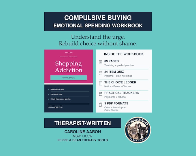 Shopping Addiction Workbook: Compulsive Buying & Emotional Spending, Therapist-Written Printable and Fillable PDF (Digital Download)