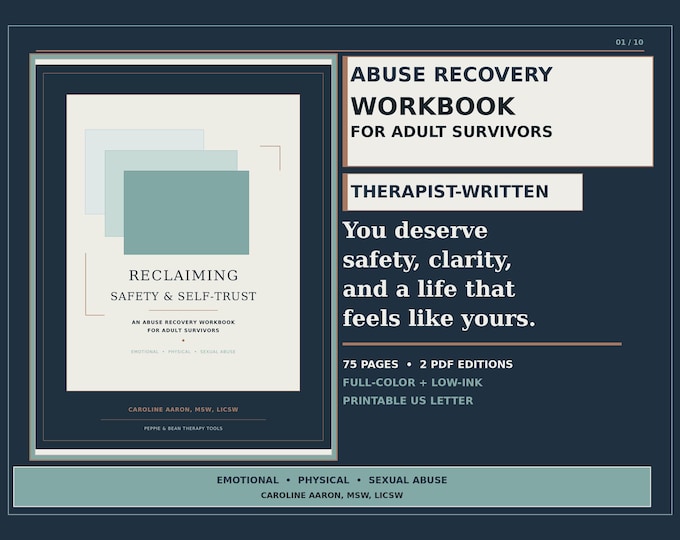 Abuse Recovery Therapist Written Workbook for Adults | Emotional, Physical & Sexual Abuse | Safety and Self-Trust | Printable PDF