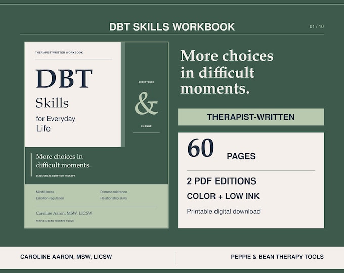 Therapist-Written DBT Skills Workbook: Mindfulness, Emotion Regulation (Digital Download)