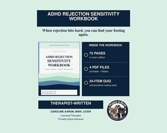 ADHD Rejection Sensitivity Workbook | After the Sting | Printable and Fillable PDF | Therapist-Written Coping Tools (Digital Download)