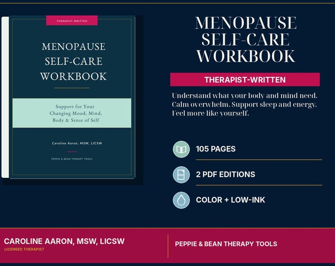 Therapist-Written Menopause Self-Care Workbook | Mood, Sleep, Stress Support (PDF Download)