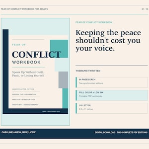 Fear of Conflict Therapist Written Workbook | Difficult Conversations, Assertive Communication, People-Pleasing Skills (Printable PDF)