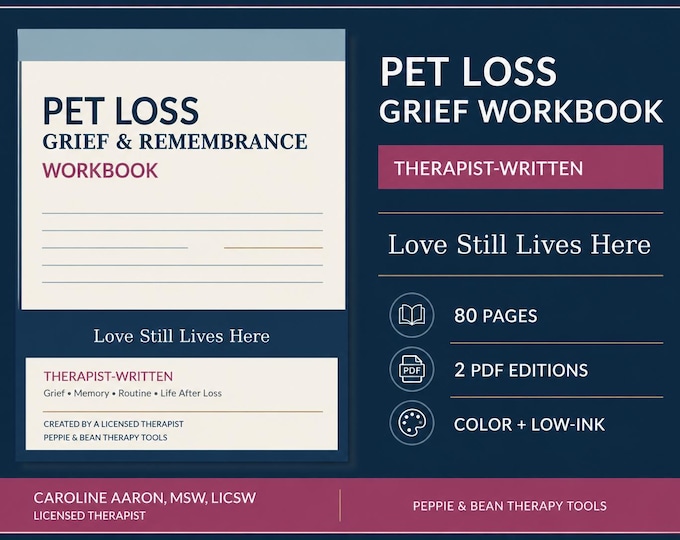 Pet Grief and Loss Therapist Written Workbook PDF (Instant Digital Download)