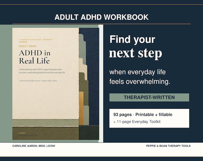 Therapist-Written Adult ADHD Workbook: Printable & Fillable PDF, Executive Function Tools and Everyday Toolkit (Digital Download)