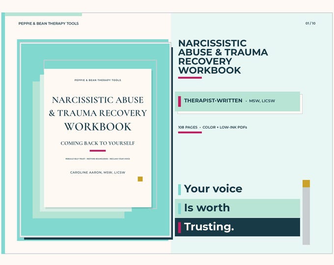 Narcissistic Abuse Recovery Workbook | Gaslighting, Boundaries, Self-Trust and Trauma Bond Support | Therapist Written Printable PDF