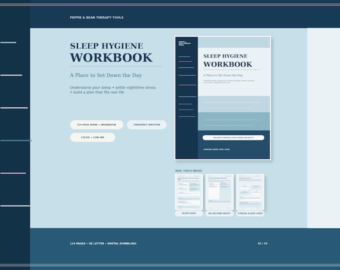 Sleep Help and Sleep Hygiene Therapist Written Workbook (Instant Digital Download)