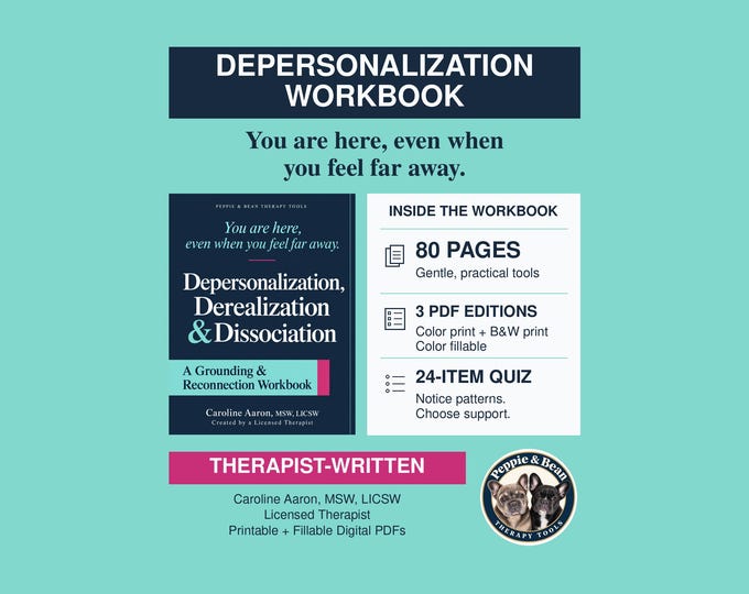 Therapist-Written Depersonalization & Derealization Workbook Dissociation Grounding Tools  Printable and Fillable PDF (Digital Download)