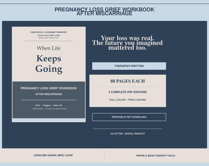 Therapist-Written Miscarriage Grief Workbook | Coping Skills, Affirmations (PDF Download)