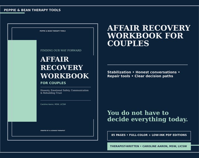 Affair Recovery Workbook for Couples: Infidelity Healing, Communication, Trust Repair (Therapist-Written PDF)