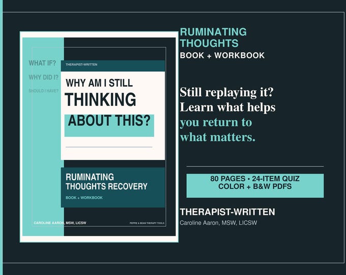 Overthinking, Ruminating Thoughts, Obsessive Thinking Therapist Written Self Help Workbook PDF (Instant Digital Download)