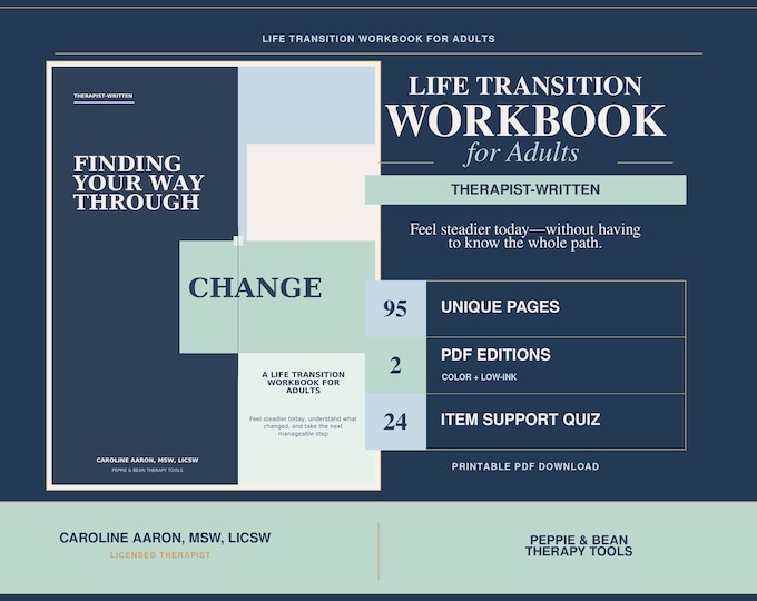 Coping With Change, Loss & Uncertainty Life Transition Therapist-Written Workbook PDF (Digital Download)