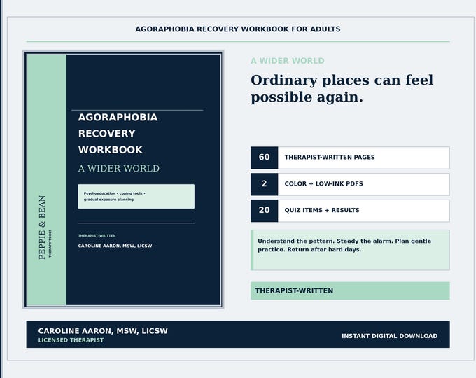 Agoraphobia Recovery Workbook | A Wider World | Therapist-Written Panic, Anxiety and Gradual Exposure Tools | Printable PDF
