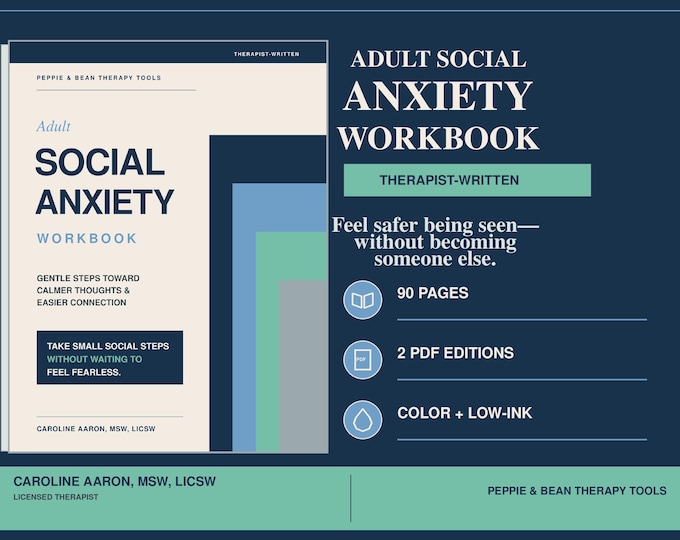 Adult Social Anxiety Workbook: CBT Tools for Judgment, Overthinking (Digital Download)