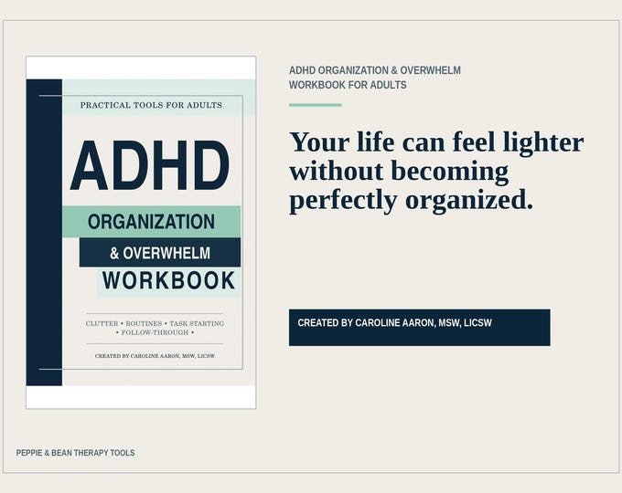 ADHD Organization Workbook | Clutter, Routines, Task Starting (Printable PDF)
