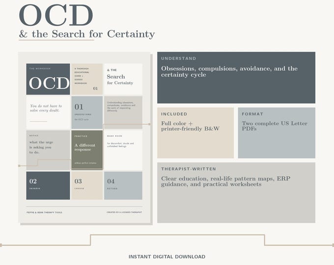 OCD Workbook: Therapist-Created Guide for Intrusive Thoughts, Rituals (PDF Download)