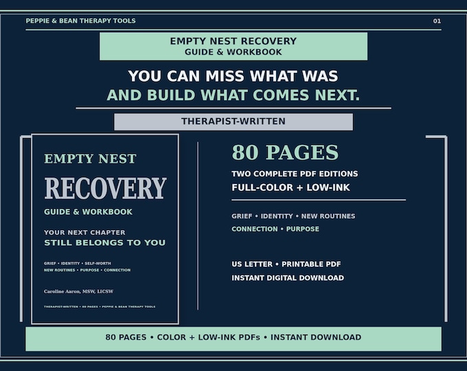 Empty Nest Recovery Workbook | Grief, Identity, Self-Worth & Your Next Chapter | Therapist-Written PDF