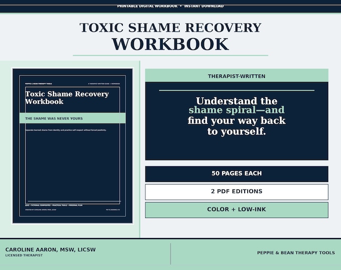 Toxic Shame Recovery Workbook | Therapist-Written Printable | Quiz and Practical Tools PDF (Digital Download)