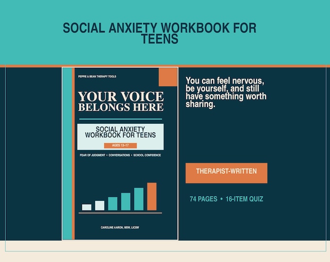 Social Anxiety Workbook for Teens 13–17 | Conversation Skills, Fear of Judgment & School Confidence | Therapist-Written Printable PDF
