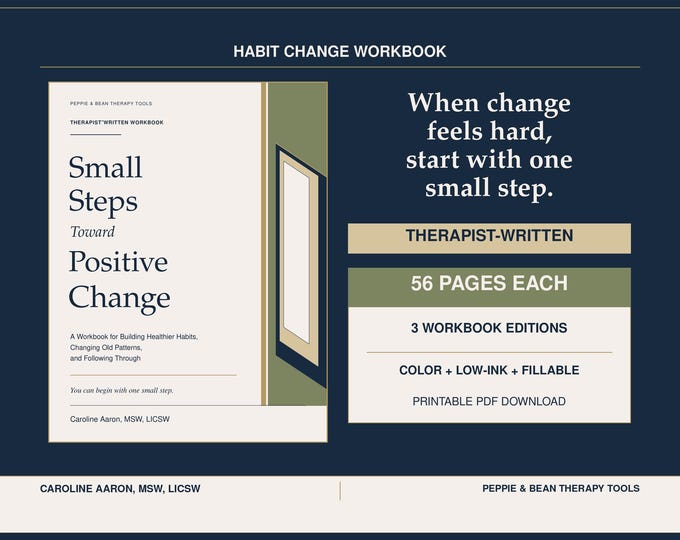 Therapist-Written Habit Change Workbook | Small Steps to Positive Change (PDF Download)