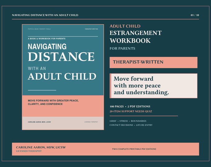 Therapist-Written Adult Child Estrangement Workbook: Grief, Boundaries, Life Re-entry (PDF)