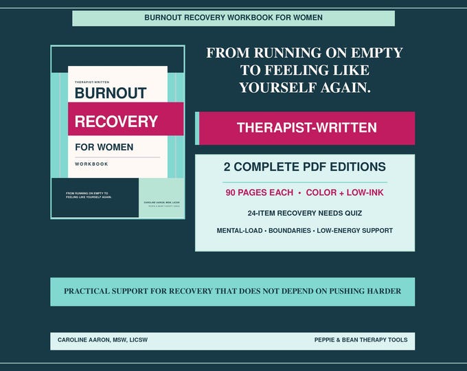 Burnout, Low Energy, and Stress Recovery Therapist-Written PDF (Digital Download)