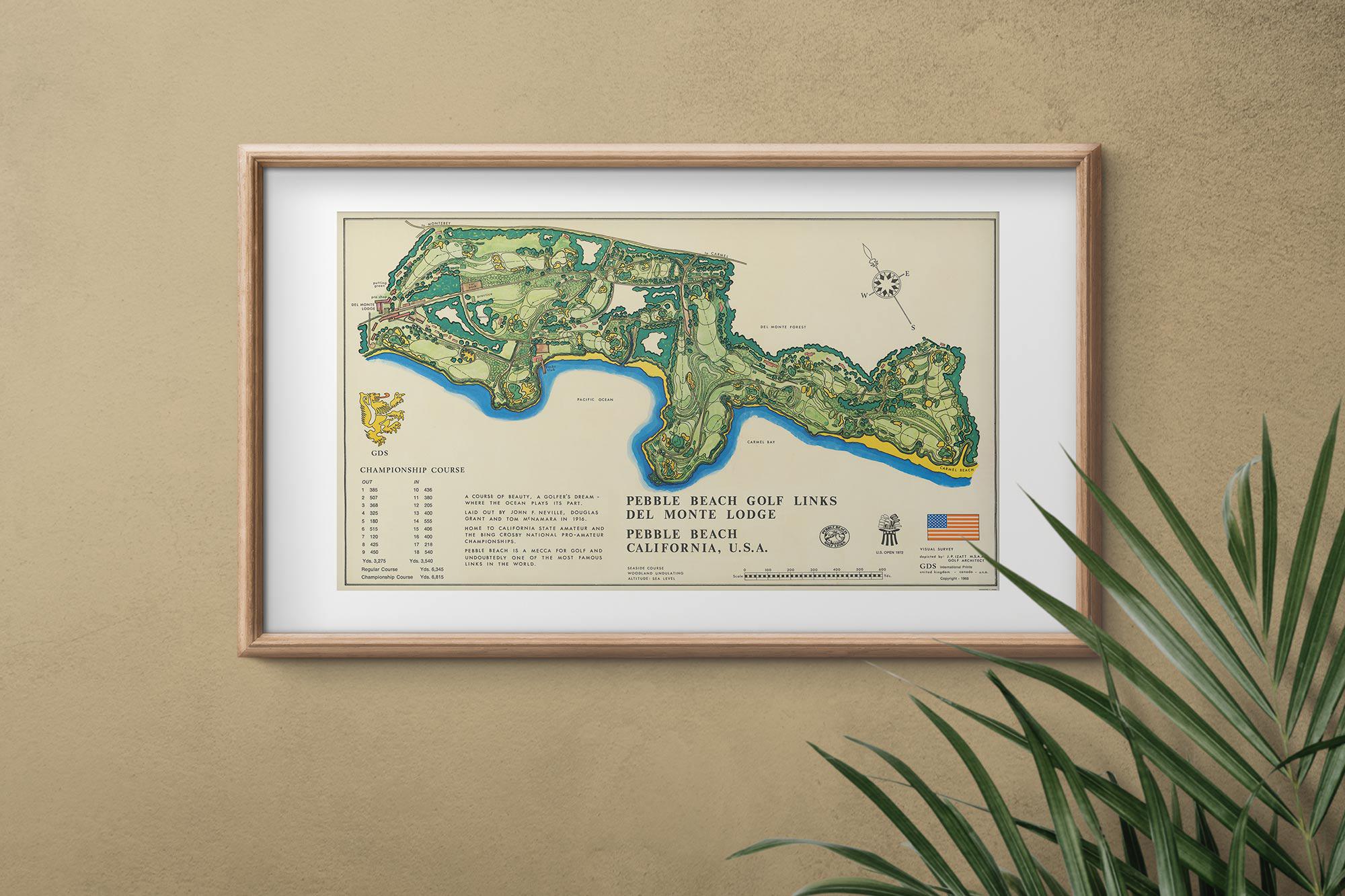 Historic Map | Pebble Beach Links Golf Course | Del Monte Lodge ...