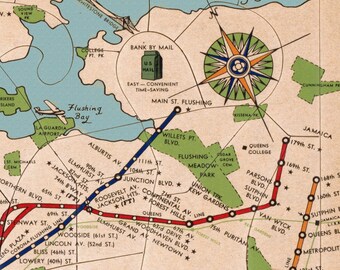 ヴィンテージ ニューヨーク市地下鉄路線図 1954年頃 | 古い