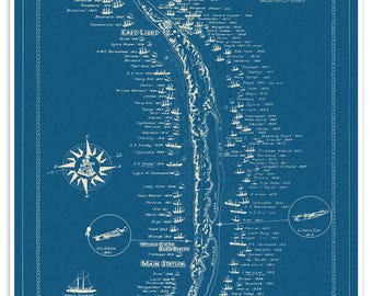 セーブル島（ノバスコシア州）難破船海図｜海事ビンテージ地図復刻版