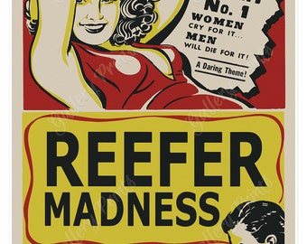 Reefer Madness circa 1940 Marihuana Estilo Vintage Película Póster Arte Imprimir