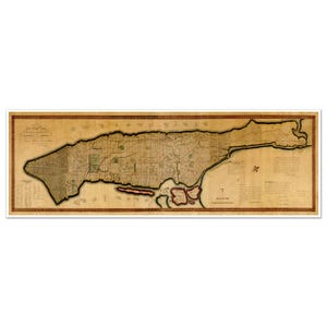 New York City and the Island of Manhattan Map circa 1807 by William Bridges | Art Print Poster Vintage Wall Decor | Rustic Wall Decor