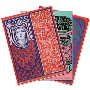 Set of three (3) Concert Music Posters | Grateful Dead Steve Miller Canned Heat Captain Beefhart | Retro Art Print Poster Vintage Wall Decor