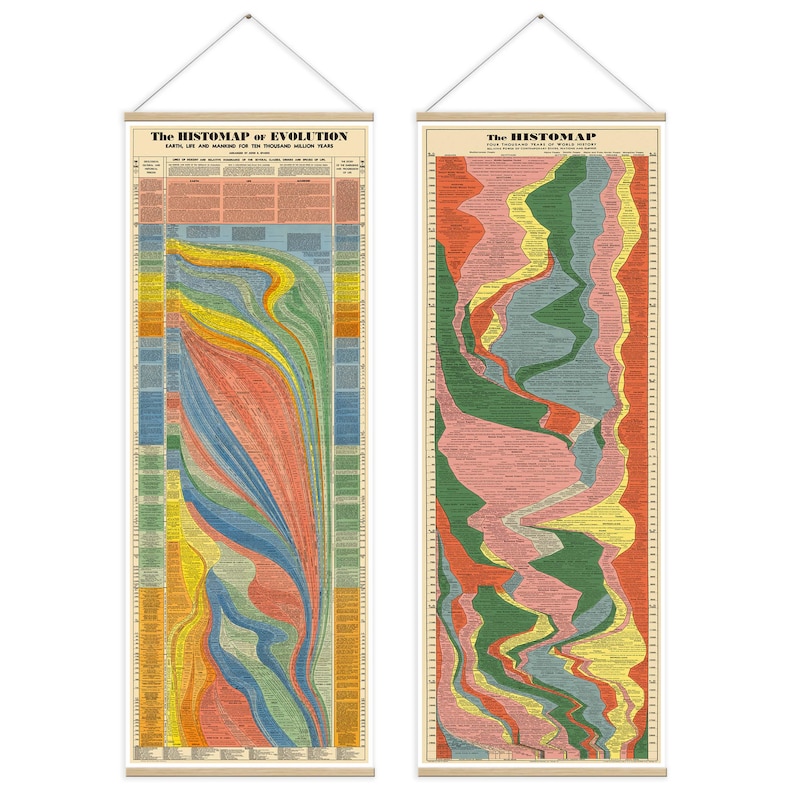 Timeline Poster Roots Set of 2 Historical Timelines W Frames: the Histomap (1) Evolution (2 ...