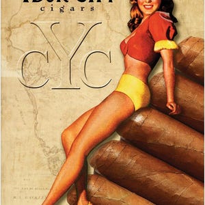 YBOR CITY Cigar Company Ad | Tampa Florida Advertisement Pinup Girl | Art Print Poster Vintage Wall Decor