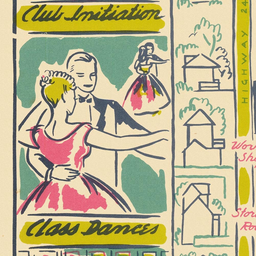 Texas state college for women campus map circa 1947 vintage etsy