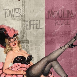 La Ville Lumiere - The City of Lights Paris France Travel Poster - Vintage Syle Pinup Girl Art Print