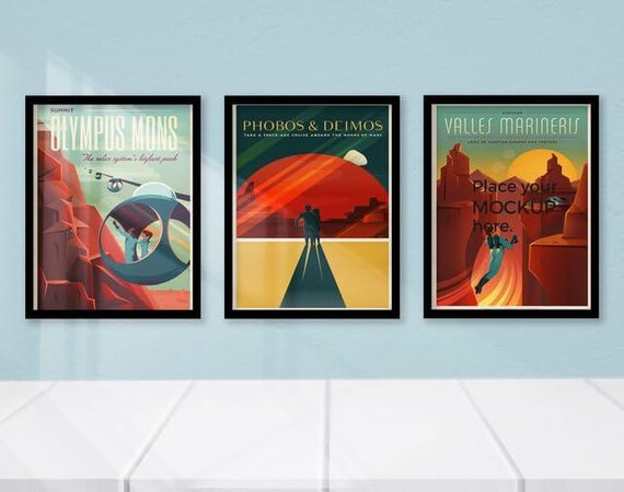 Set of Three (3) SPACE X Prints Posters Set | Mars Colonization