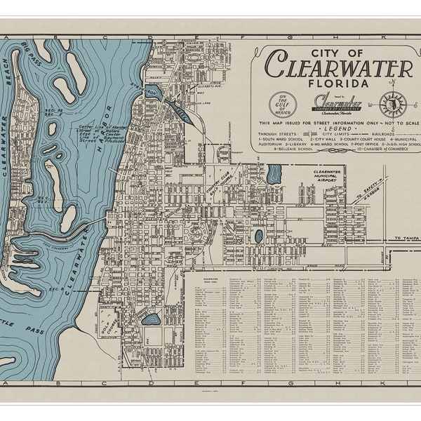 Clearwater Beach Map Poster - Etsy