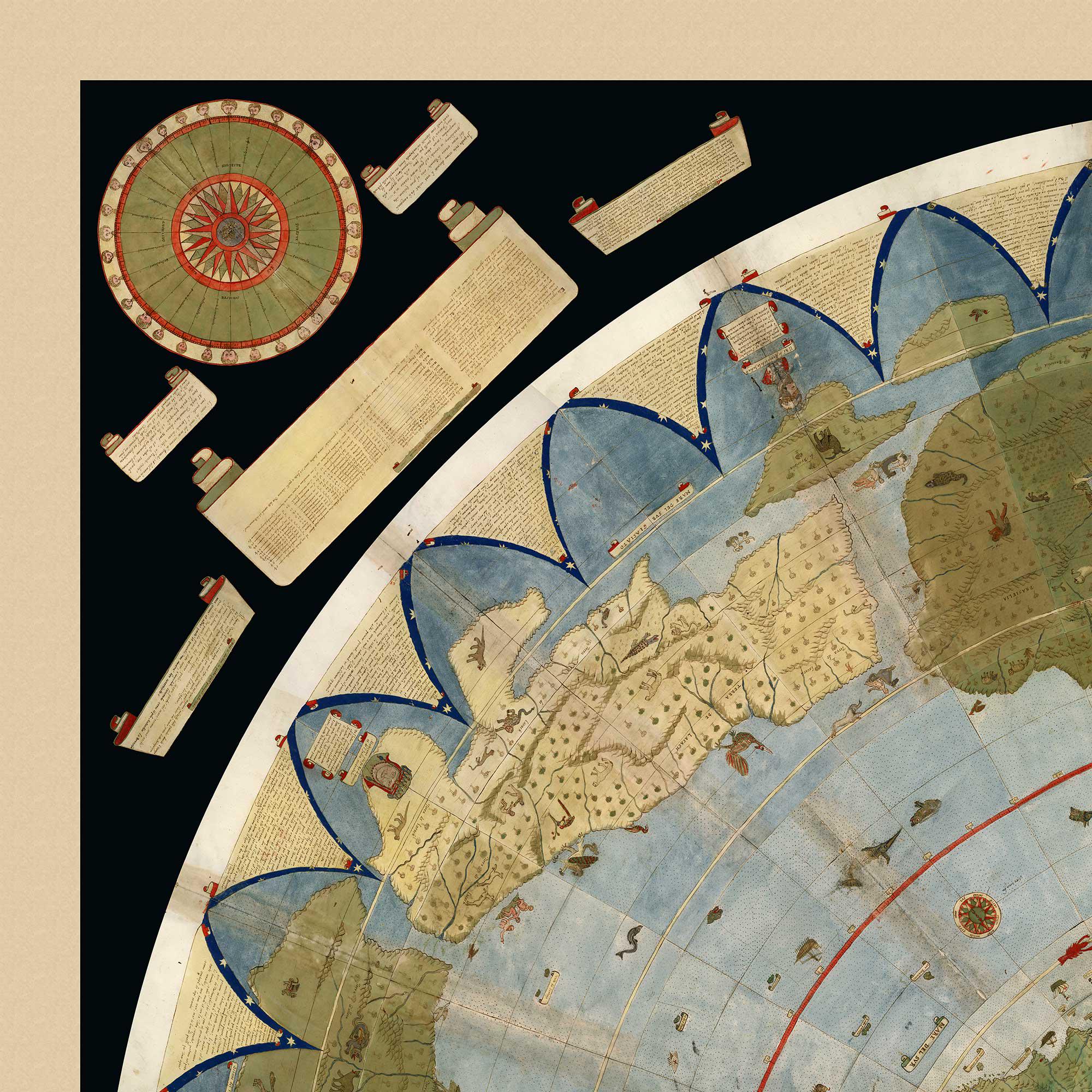 Map of the World Circa 1587 by Urbano Monte | Flat Earth Art Print ...