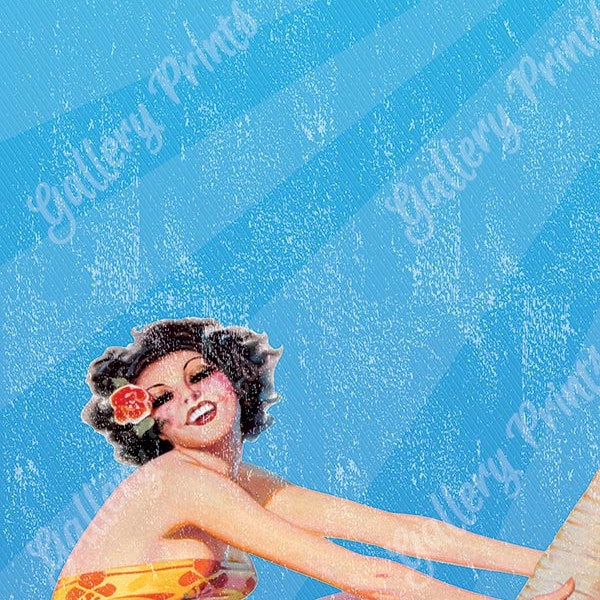 BLUE BEACH Varadero Playa Azul Cuba Travel Print Publicité - Vintage Style Pinup Girl Art Poster