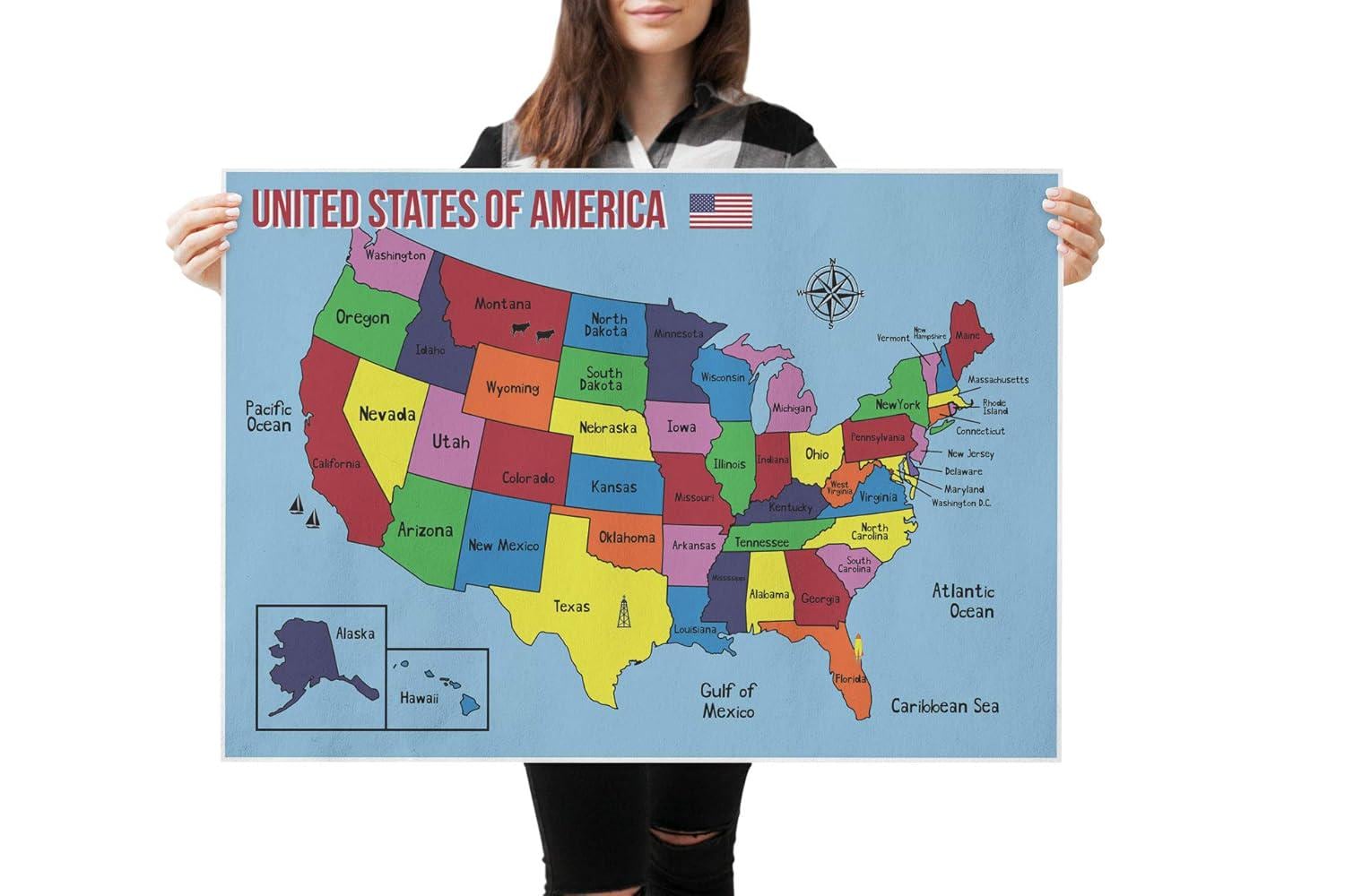 United States Printable Color Map | Educational Kids Classroom ...