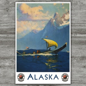 Alaska Vintage Travel Poster | Travel Print Art Wall Decor