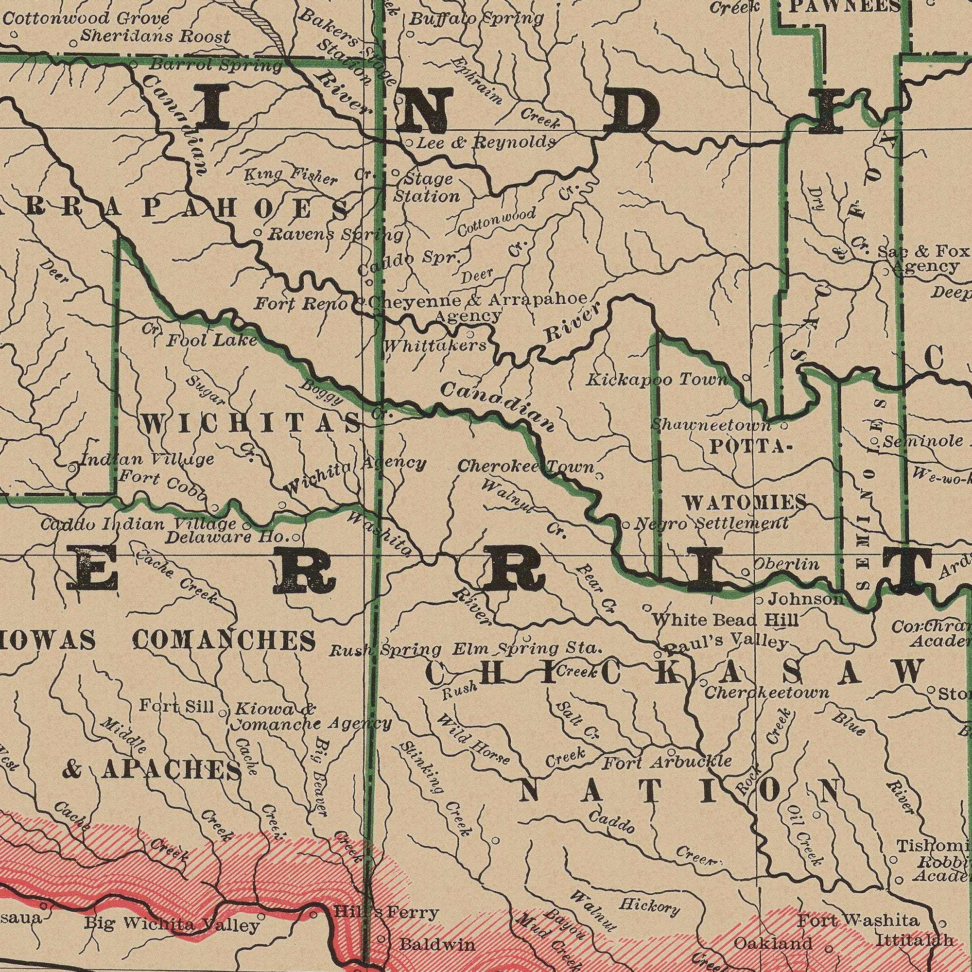 Oklahoma - Rivers \u0026 Lakes Map - US River Maps, image size:2000x2000