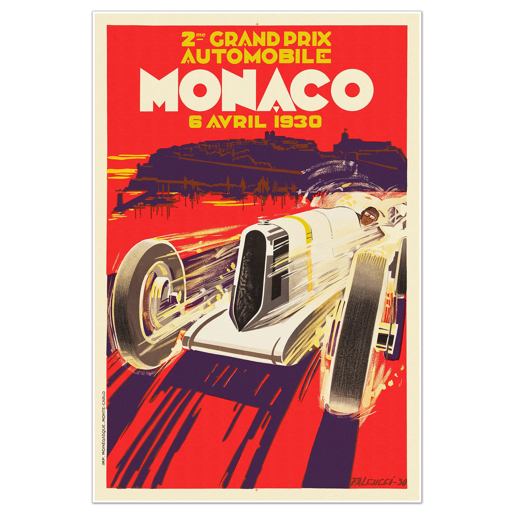 Monaco 2 Avril 1934 Grand Prix Racing Print Poster | Vintage Race