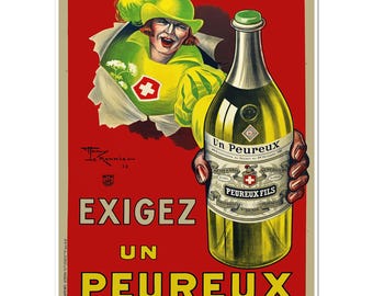 Exigez un Peureux、Henri LeMonnier 作、1925 年頃 | 1925 年頃アートプリント広告ヴィンテージ壁装飾 |フランスのお酒の広告ポスター