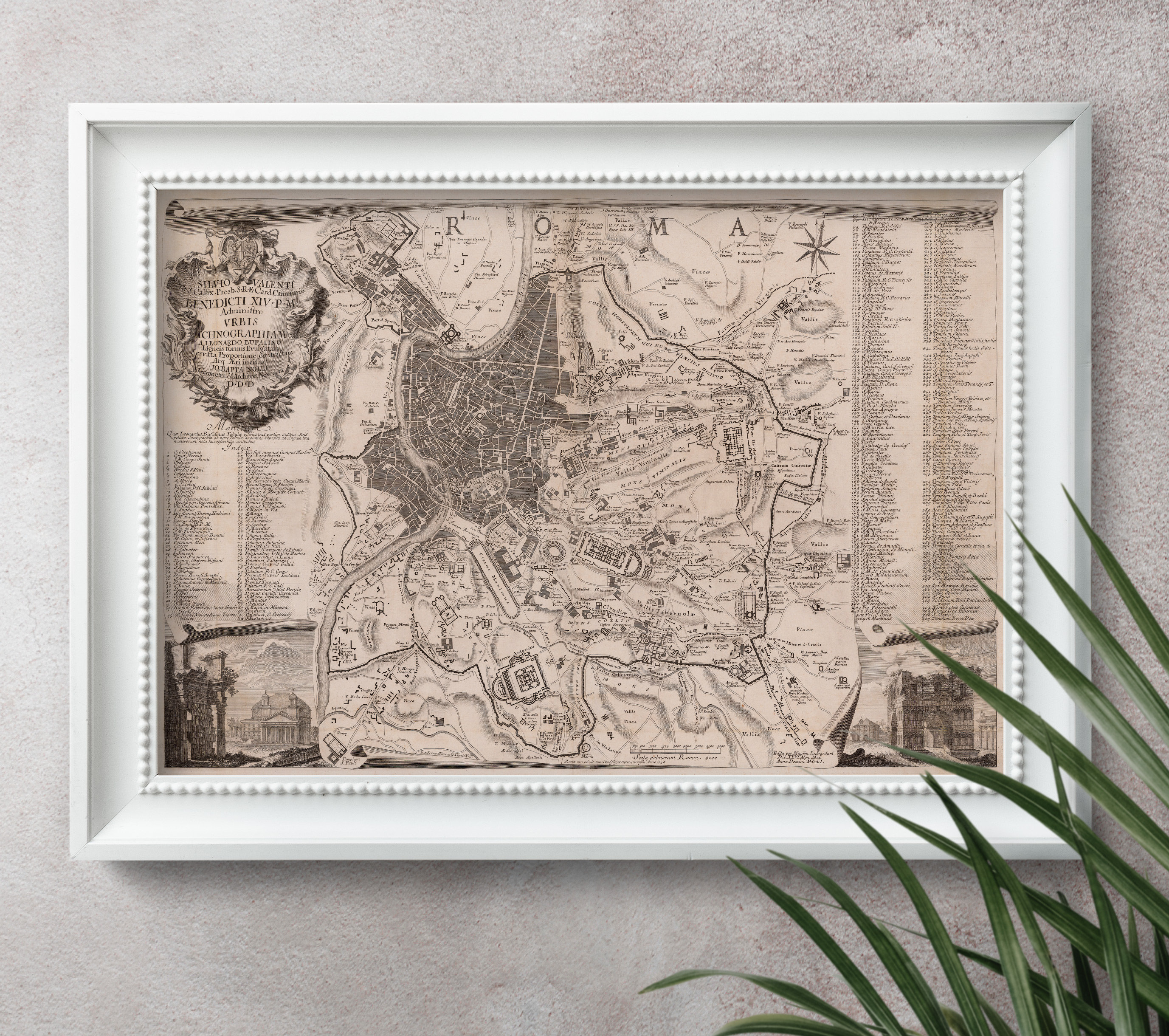 ラテン語で書かれたイタリア 古地図 木製フレーム ラテン語で書かれた