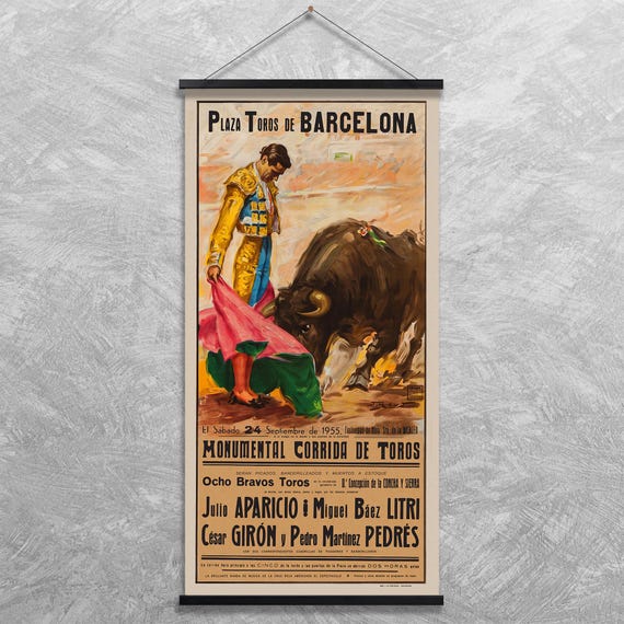 キャンバス スペイン闘牛広告 1940 年頃 | バルセロナ、マドリード